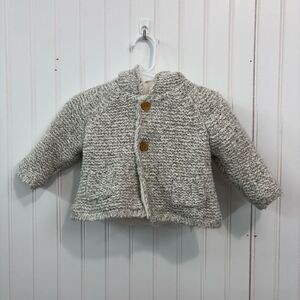 Zara Kids Gray Knit fur hooded Pea Coat